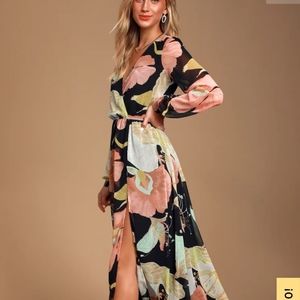 Lulus wonderous water lilies maxi dress